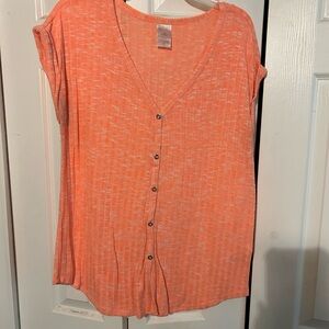 Orange Button-Up Women's Top